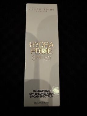 Anastasia Hydra Prime SPF 50 Sunscreen - White with Gold Lettering